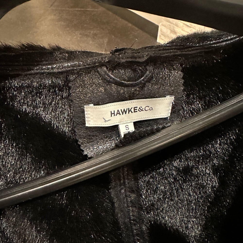 Hawke & Co Black Trench Coat Faux Fur Collar size Small - Picture 8 of 11